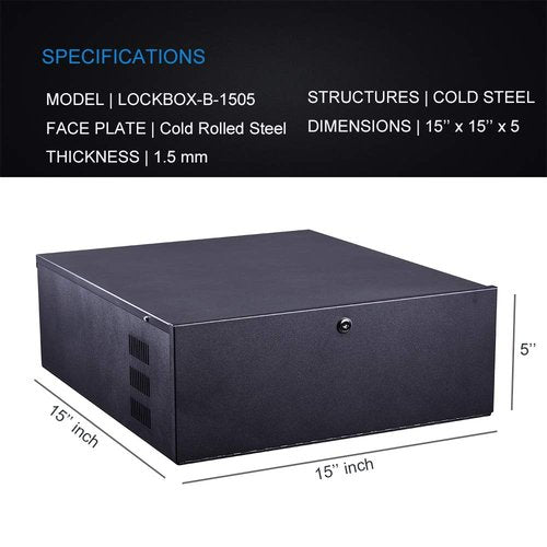 Kenuco White Heavy Duty 16 Gauge Steel DVR Security Lockbox with Fan (BK 15'' X 14.86'' X 4.96'')