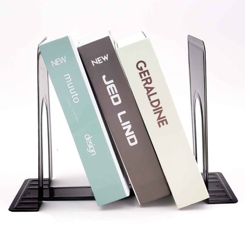 8 Pairs 16 Pieces 8.3 x 5.1 x 6.5 Inch Metal Bookends, KINJOEK Heavy Duty Book Support with Anti Slip Pads for Books, Magazines, DVDs, Perfect for Home, Office, School, Library, Black
