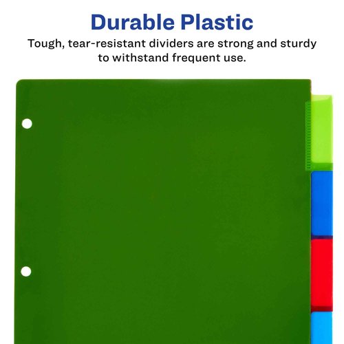 Avery Dividers for 3 Ring Binders, 5-Tab Binder Dividers, Plastic Binder Dividers, Insertable Big Tabs, Multicolor, 24 Sets (11900)