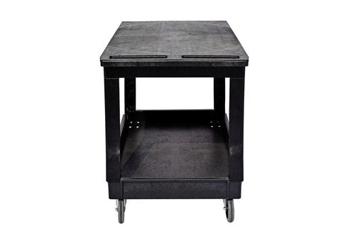 40" Large Utility Cart/Service cart/500 LB Capacity,2 Shelves,Built-in Handle for Easy Maneuvering, Rolling Tool Storage Cart for Garage (Black, Flat Top)