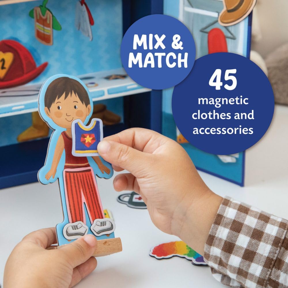 Peaceable Kingdom Magnetic Dress Up: Playful Pretend Playset, Magnetic Dress-Up Dolls with Wardrobe Case, 50+ Piece Screen-Free Toy for Kids Ages 3+
