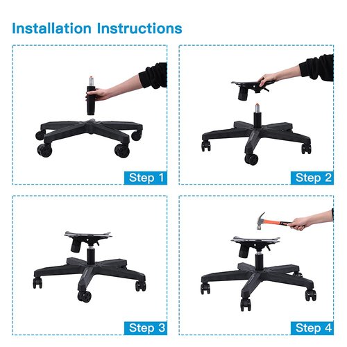 Yoogu 350 Pounds Heavy Duty Gaming Office Chair Replacement Base 28" Swivel Chairs Part with Bottom Plate Stand Cylinder and Casters