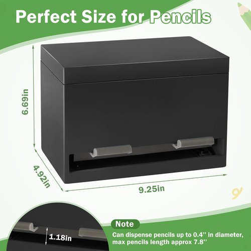 Aigybobo Pencil Dispenser for Classroom, Wooden Pencil Holder for Desk, Teacher Must Haves for Organization and Storage, Pencils Straw Dispenser for Classroom Office Kitchen Restaurant (Black)