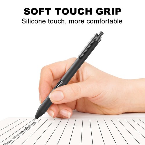 JIMMIDDA 12 Pack Black Pens - 0.7mm Gel Pens Black Ink Quick-Drying Smooth Writing - Comfort Grip Retractable Pen for Journaling, Cute School & Office Supplies Home Work (12 Count, Black Ink)