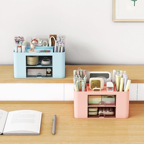 XDRELEC Pen Holder, Office Desk Organizers and Accessories，Multi-Functional Pencil Cup， Pencil Holder for Desk ，Pen Organizer，Desktop Stationary Organizer，Office Organization and Storage (blue)