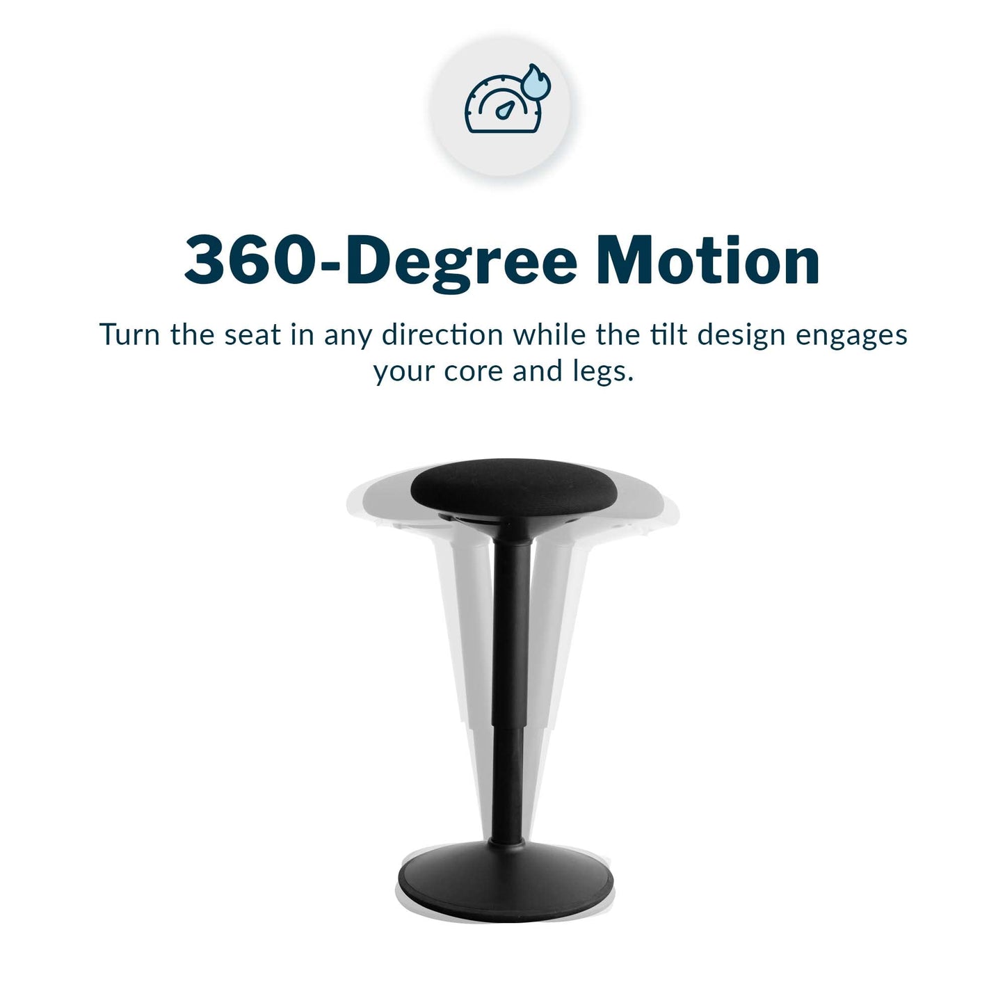 Vari Essential Active Stool - Ergonomic Wobble Chair with 360-Degree Motion - Active Stools with Memory Foam Seat Cushion, Lightweight & Flexible - Fully Assembled - Adjustable Standing Desk Chair