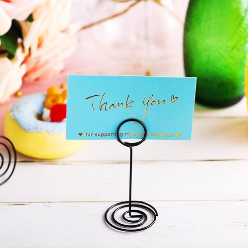 TecUnite 24 Pack 3.35 Inch Table Number Holder Place Card Wire Photo Holder Picture Name Menu Clips Memo Note Cards Stand for Wedding Reception Anniversary Birthday Party Centerpieces(Black)