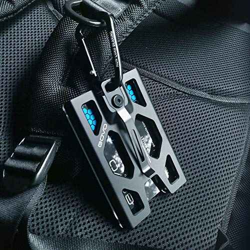 Aluminum GOVO Badge Holder/Wallet_ Durable ID Card Holder with Metal Clip and 4 Cards Slot (Black)