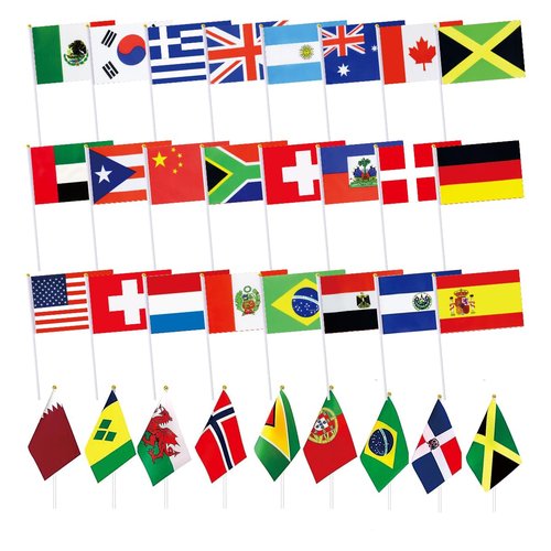 Ckexin 228 Countries Small Stick Flags Mini International World Hand Held Flag Decorations