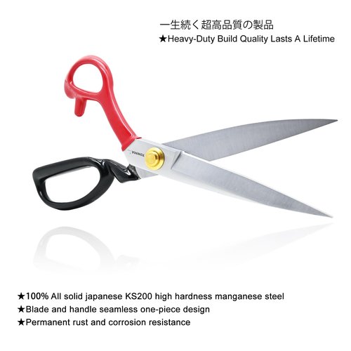 TONMA True Left Handed Fabric Scissors [Made in Japan] 10 Inch Heavy Duty Sewing Scissors, Industrial Japanese Steel Dressmaker Tailor Shears for Cutting Clothes Fabric Denim Leather