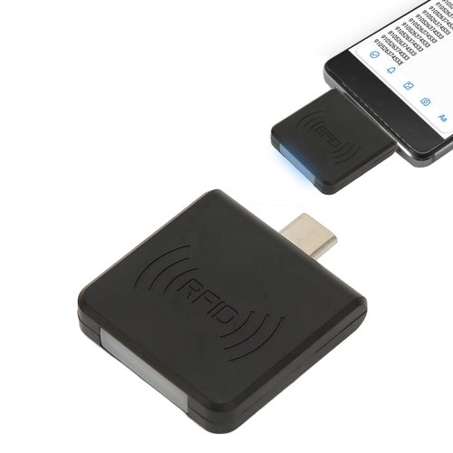 Square Card Reader, Type C Interface 125Khz Credit Card Reader Smart Card Reader with Built in Buzzer for Mobile Phone(Black)