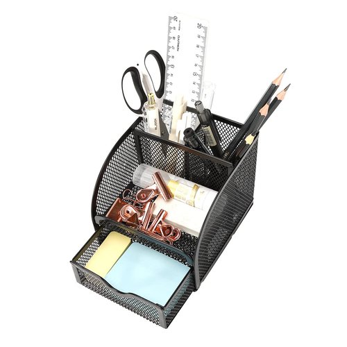 Jaugufiy Metal Mesh Pen Holder Desk Organizer Pencil Holder Pencil Organizer Stationery Organizer Pen Pot Makeup Brush Organizer for Home School Office (Pink)