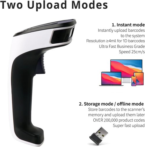 ScanAvenger Wireless Portable 1D Barcode Scanner - Cordless & Rechargeable Handheld Scanner for Inventory Management