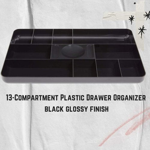 1InTheOffice Desk Drawer Organizer Tray, 13-Compartment Office Desk Drawer Organizer Black