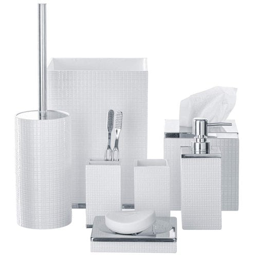 Creative Scents Estella Waste Basket for Bathroom 1.98 Gal / 7.5L - Small White Bathroom Trash Can - Decorative Small Garbage Can - Durable Space Friendly Wastebasket