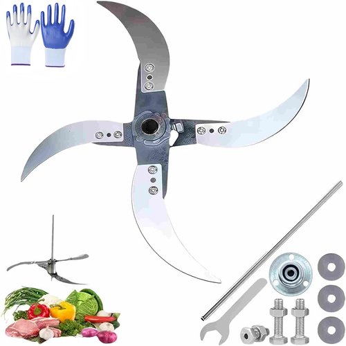 Household Farming Grass Shredder Knife Blades,Adjustable Diameter Vegetable Shredder Set with 12 Mounting Holes,Heavy-Duty Stainless Steel Improved Chopping Efficiency for Grass and Vegetables (C)