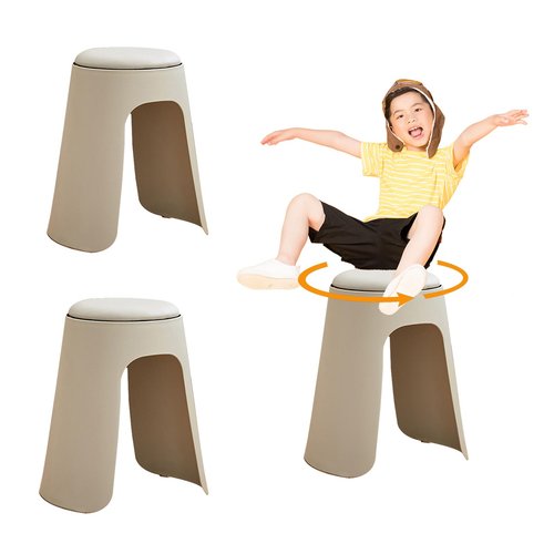 BFECGDXT Plastic Soft Stackable Stools Set of 2, 360° Swivel Backless Round Stacking Stool, 19in Portable Flexible Seating for Home Living Room, Dining Room, Bedroom, Gray