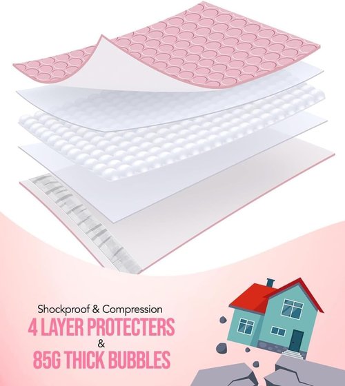 GSSUSA Light Pink Bubble Mailers - 4x8 Small Padded Envelopes | 800 Pack with Strong Adhesion Self-Seal