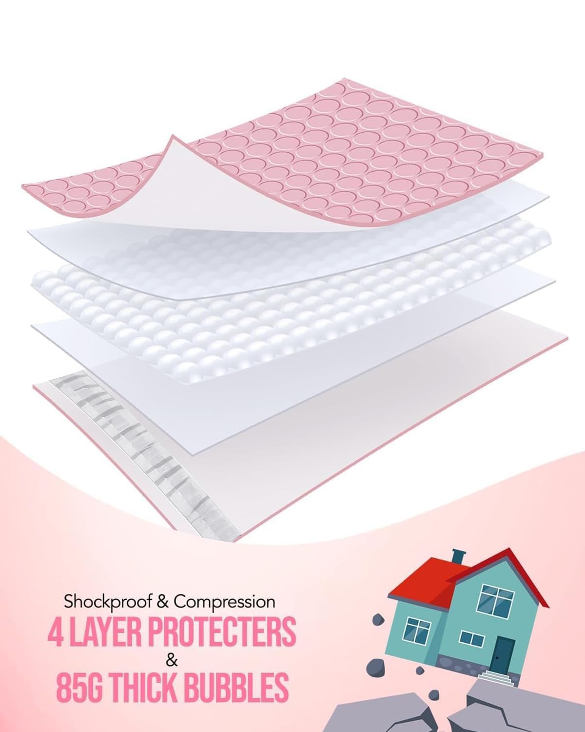 GSSUSA Light Pink Bubble Mailers 6X10 Inches 500 Pack, Padded Poly Bubble Mailer, Small Padded Envelopes Strong Adhesion Bubble Envelopes,Self-Seal Mailing Envelopes for Small Business