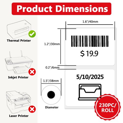 690Pcs Thermal Paper Stickers, 3 Rolls 1.57''x1.18''(40x30mm) for Thermal Label Printer T50M Pro, PL70E, M110, Waterproof Label Stickers Self-Adhesive Tape
