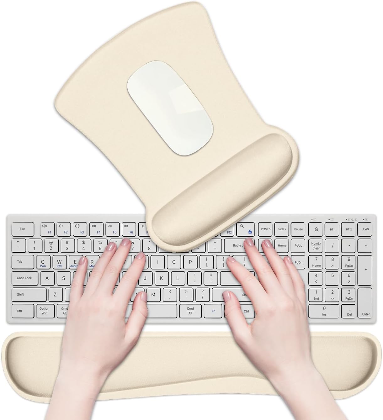 Skiennix Ergonomic Wrist Rest Set - Comfortable Memory Foam Keyboard Pad & Soft Gel Mouse Pad | Pain Relief for Gaming & Office, Apricot