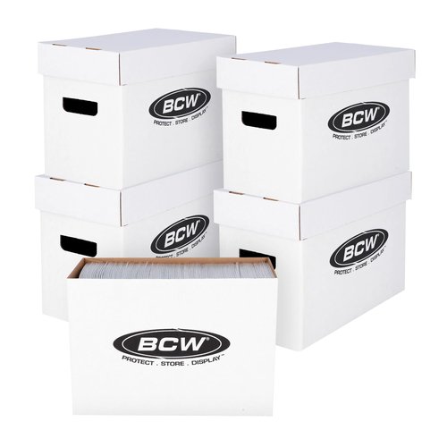 BCW Short Comic Storage Box - 5 Pack | Holds 150-175 Current/Silver Age Comics | Stackable, Durable 200 lb. Strength