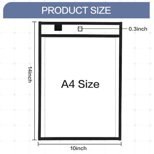 YUQILIN 80 Pack Dry Erase Pockets, Black 14 x 10 Inch Reusable Job Ticket Holders Work Order Plastic Sleeves Shop Ticket Folder Dry Erase Sheet Protectors for Teacher Classroom Office Organization