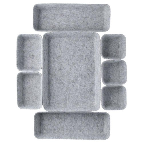 dohobby Light Gray Felt 8-piece Set of Office Makeup Table Forming Storage Box Organizing Storage Box