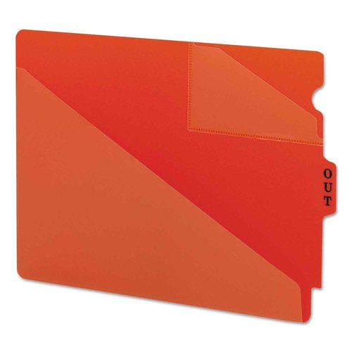 Smead End Tab Poly Out Guide, Two-Pocket Style, Center Position Tab, Extra Wide Letter Size, Red, 50 per Box (61960)
