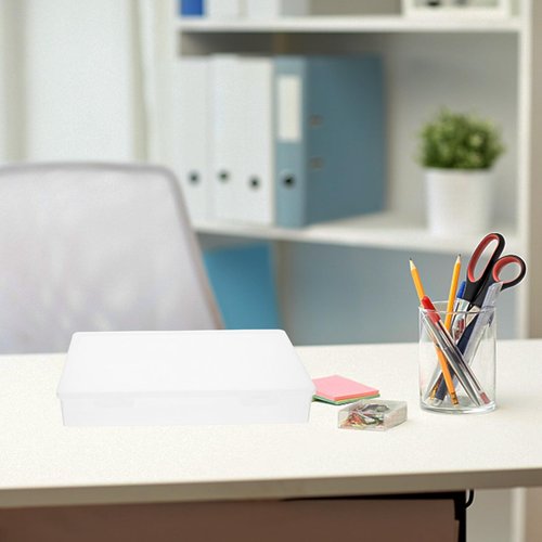 Tofficu Transparent a4 Document Storage Box: Office Desktop File Organizer with, Plastic Paper Holder for Magazines, Photos, Stationery, and More