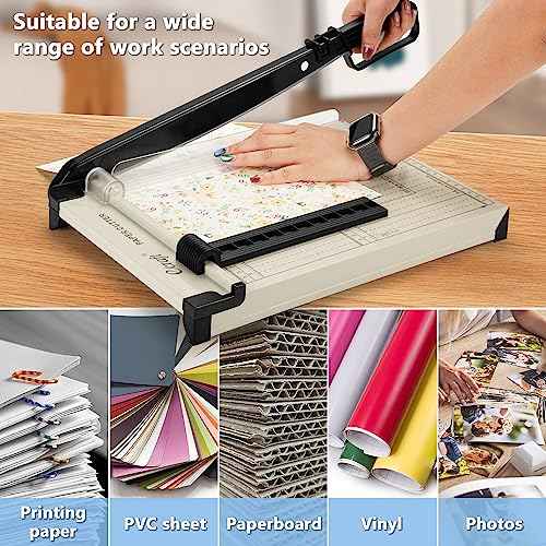Ecraft 12" Guillotine Paper Cutter£ºPaper Trimmer Accurate Cutting with Safety Guard,15 Sheets Capacity,Magnetic Guide,Heavy Duty Metal Base, Perfect for Cardstock,Cardboard,Vinyl,Crafts & Photos
