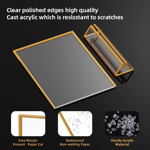 PPH-Sisy Gold Picture Frame - Double-Sided Acrylic Display Stand for 4x6 Photos | 6 Pack