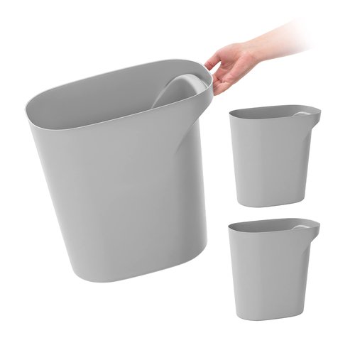 IRIS USA Small Trash Can Wastebasket with Handle, 6 Gallon / 24 Quart, 3-Pack, for Bathroom, Office, Bedroom, Under Sink, Kitchen, Garbage - Gray