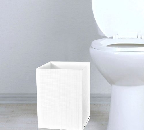 Creative Scents Estella Waste Basket for Bathroom 1.98 Gal / 7.5L - Small White Bathroom Trash Can - Decorative Small Garbage Can - Durable Space Friendly Wastebasket
