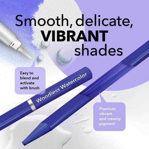 Castle Art Supplies 60 Piece Woodless Watercolour Pencils Set | 48 Solid Premium Pigmented Pencils Plus Extras | All Core, No Wood | For Adult Artists, Starters, Colourists | In Strong Fabric Case