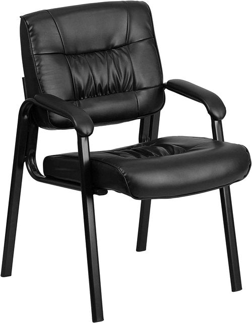 Flash Furniture Haeger LeatherSoft Executive Reception Chair - Tufted Design with Padded Armrests, Black