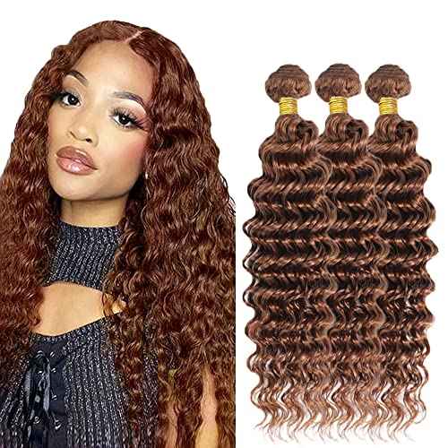 #30 Brown Bundles Human Hair Water Wave Bundles 14 16 18 Inch Brown Water Wave Bundle Unprocessed Brazilian Virgin Weave Hair 3 Bundle 50 Gram Per Bundle