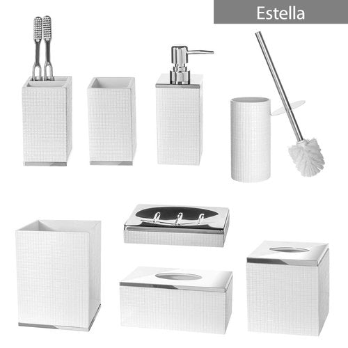 Creative Scents Estella Waste Basket for Bathroom 1.98 Gal / 7.5L - Small White Bathroom Trash Can - Decorative Small Garbage Can - Durable Space Friendly Wastebasket