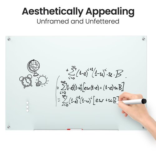 VUSIGN 36" x 24" Glass Whiteboard, Magnetie Dry Erase Board of Frameless, Minimalist Style Glass White Board for Wall, Office, Home,School