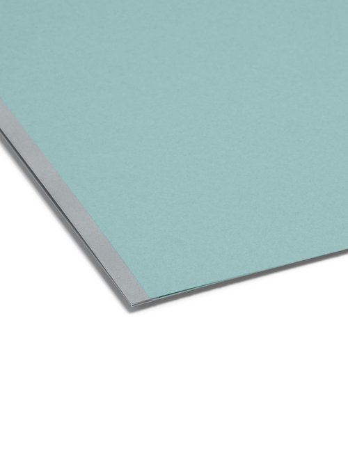 Smead 100% Recycled Pressboard Fastener File Folder, 2 Fasteners, 1/3-Cut Tab, 3" Expansion, Legal Size, Blue, 25 per Box (20002)