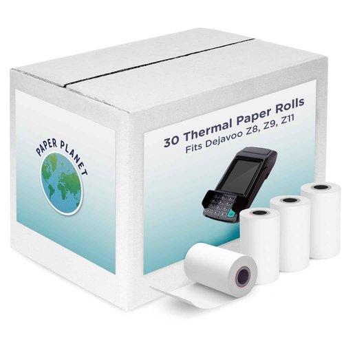 Thermal Receipt Paper for Dejavoo Terminal by Paper Planet | 30 Rolls | P1, P3, P8, QD1, QD2, QD4, Z8, Z9, Z11