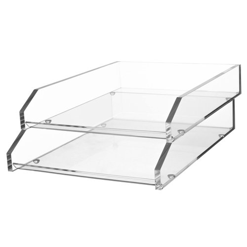 Kantek Acrylic Double Large Letter Tray, 10.6-Inch Wide x 13.9-Inch Deep x 4.8-Inch High, Clear (AD15)