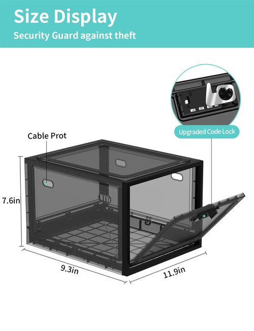 biliitim 2 Pack Large Medicine Lock Box for Safe Medication, Lockable Storage Box for Fridge/Snacks Food, Phone Lock Boxes with Combination Code for Home/Dorms/Office Storage Lockers