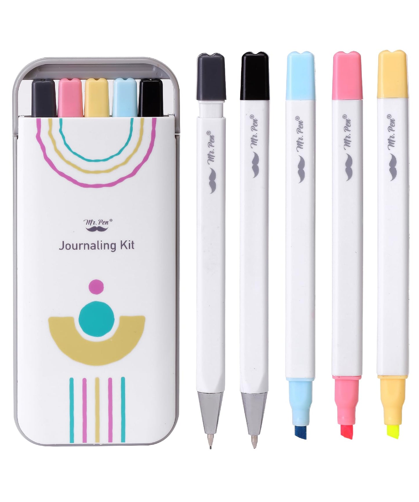 Mr. Pen- Journaling Kit, 5 Pack, Journaling Pens and Highlighters and Mechanical Pencil with Hard-Shell Carrying Case, Journaling Supplies Kit, Journaling Set, Journaling Pens and Markers
