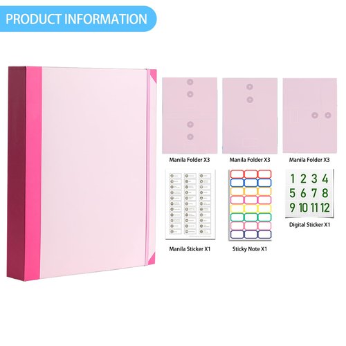 Important Document Organizer,Folio Document Organizer,Bound Expanding File for Important Papers/Passports/Birth Certificates(Pink)