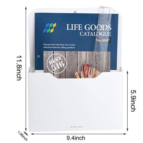 2 Pack Magnetic File Holder - Paper Holder, Pocket Organizer,Hanging Wall File Organizer Office Supplies Storage, Magazine Mail Organizer Case for Notebooks,Planners,Letter (2 Pack)