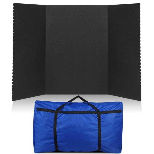 Paterr Trifold Poster Board with Storage Bag, Hook and Loop Fabric, Foldable 3 Panel Presentation Board for Science Fair and Exhibitions(Black,72 x 36 Inch)