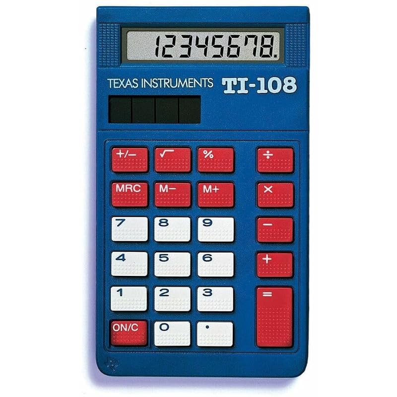 Texas Instruments TI-108 Elementary Calculator - 8 Digit LCD Solar Powered, Variation 1
