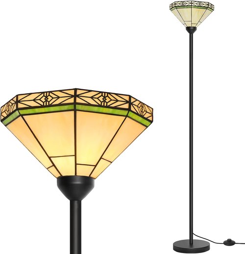 Seaside Village Tiffany Floor Lamp & Arc Floor Lamp Set - Elegant Lighting for Any Room