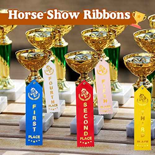150 Pcs Horse Show Award Ribbons, 1st - 6th Place Flat Carded Set, Participation Ribbon with Event Card and Rope, Winner Recognition Ribbons for Competition, Sports Event, Contest Ornaments